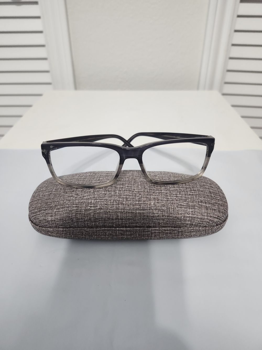 Perry Ellis Black to Clear Ombre Rectangular Glasses